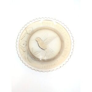 Pairpoint Cup Plate Hummingbird Humming Bird Amber Smoke 3.5" Miniature